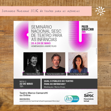 Tuna Serzedello é presença confirmada no Seminário Nacional SESC de teatro para as infâncias